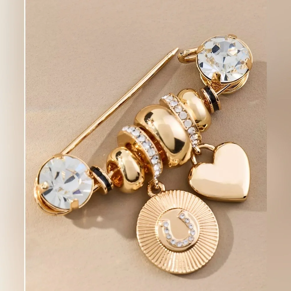 NWT Anthropologie Charmed Crystal Paperclip Brooch